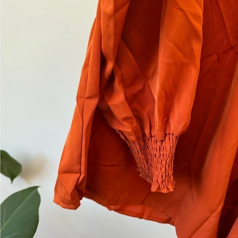 Beautiful puff sleeve orange tie blouse - Picture 6 of 6